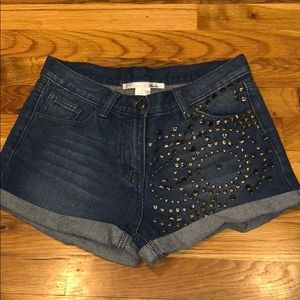 High Waisted Studded Jean Shorts